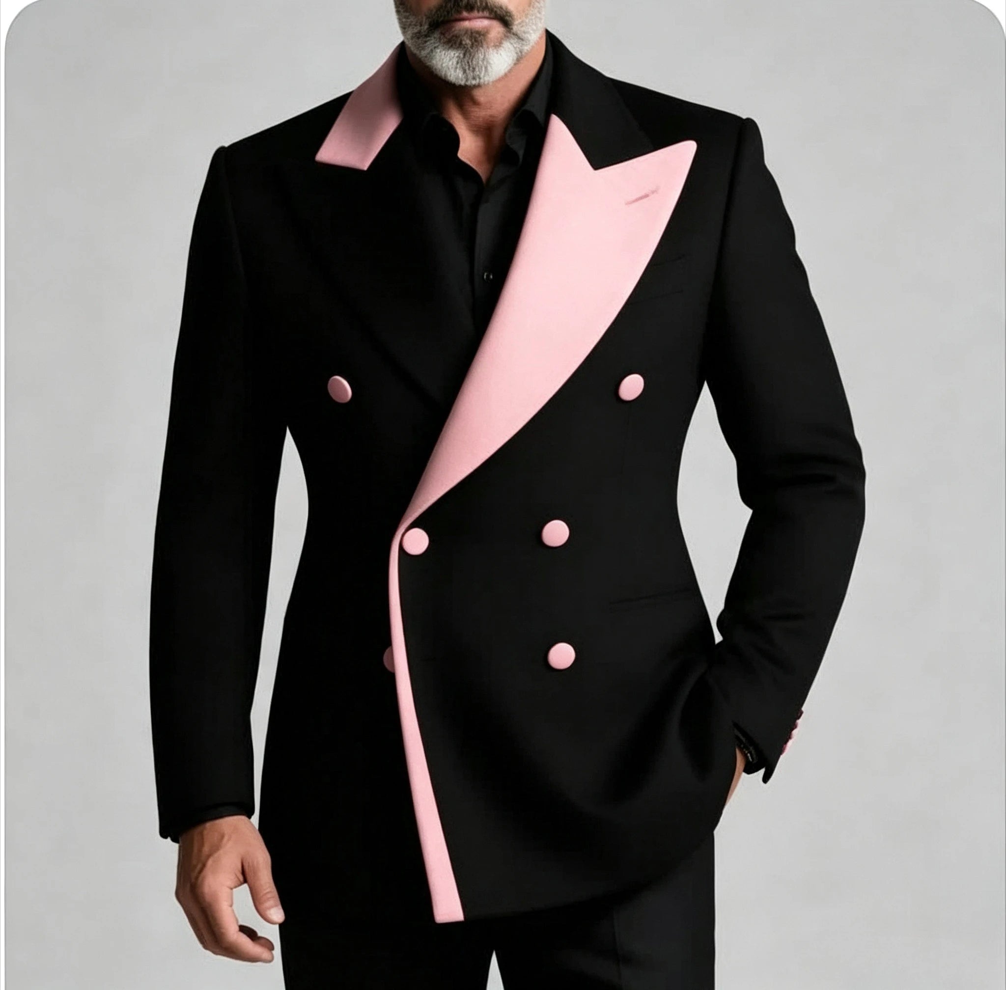 Men's Double Breasted Peak Lapel Wedding Suit Custom 3-Piece Groom Tuxedo Separates Formal Wedding Suit for Grooms Slim Fit Suit