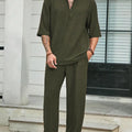 Commuter Suit Casual Shirt Solid Color Short Sleeve Pants | SAMAG
