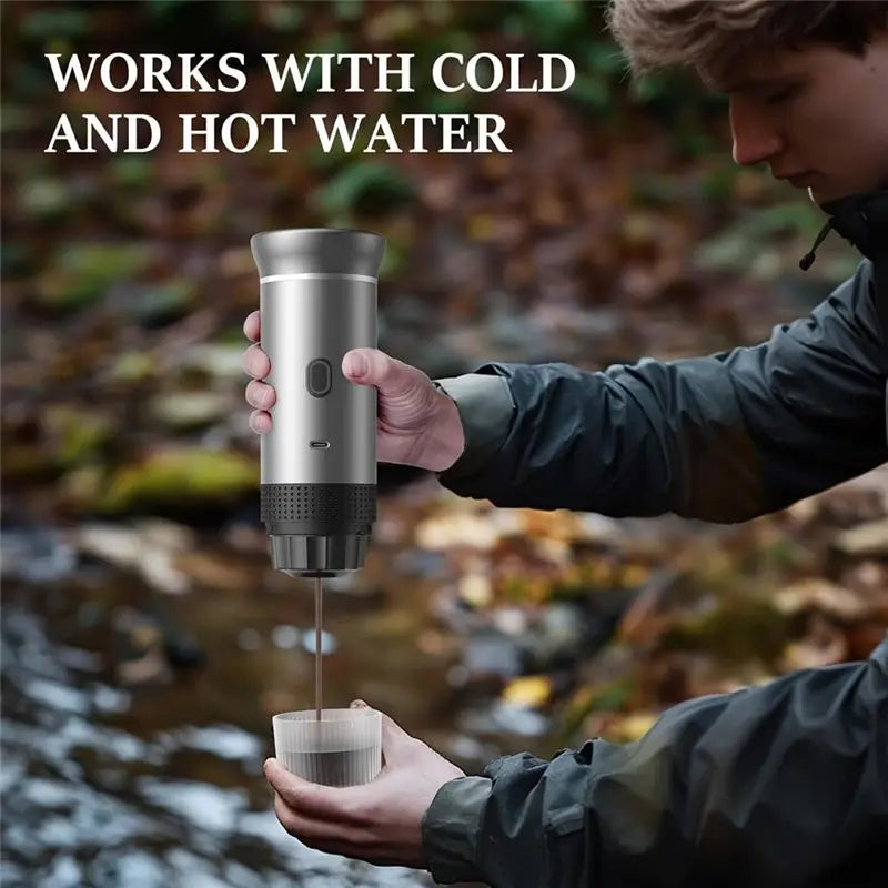 B83B-Portable Espresso Coffee Machine Compatible With Capsules & Powder Ideal For Home & Travel