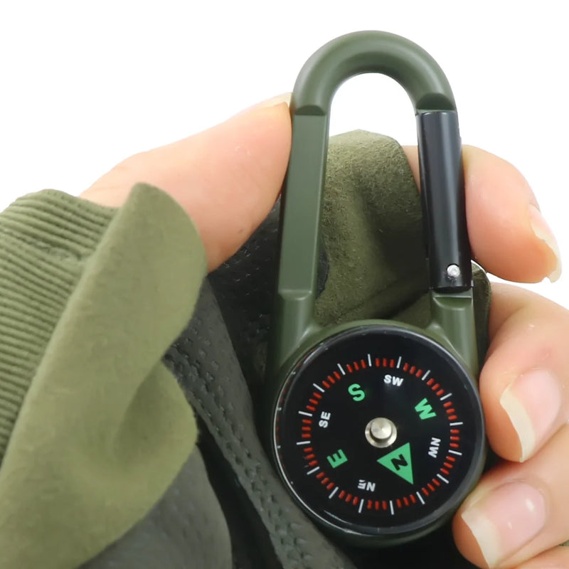Durable Zinc Alloy Dual-Sided Compass&Thermometer Keychain|Portable Quick-Hang Outdoor Guide for Camping,Hiking,Beach