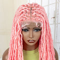 Pink Soft Faux Braids Wig for Black Women 36 Inches Synthetic Knotless Box Braided Wigs with Baby Hair Full Lace Dreadlock Wig