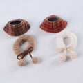Cute Warm Plaid Hamster Cape Windproof Comfortable Furry Collar Scarf Set Adjustable Pet Transformation Outfit Costume Party