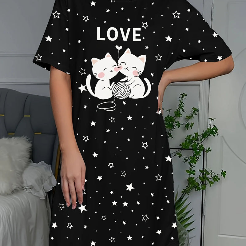 A Lovely Dress for Women Featuring a Cat And Star Letter | SAMAG