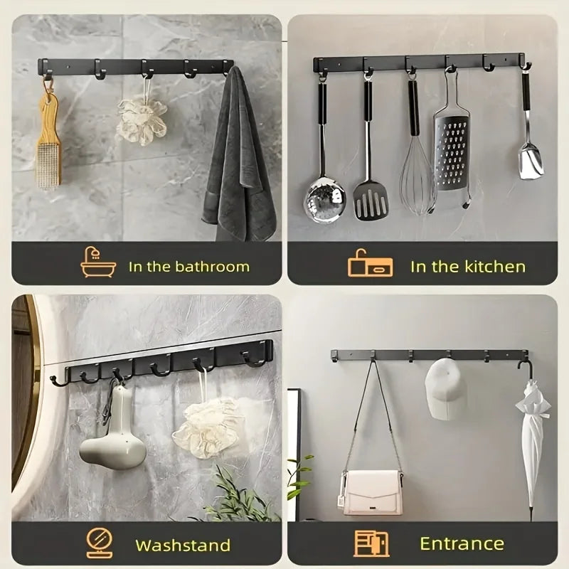 1 Piece Kitchen Facilities Black Aluminum Wall Hook - Perfect For Placing Spatulas And Supplies In The - View 4 | SAMAG