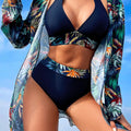 Halter Print Bikini Sets Women Swimsuit With Kimono | SAMAG