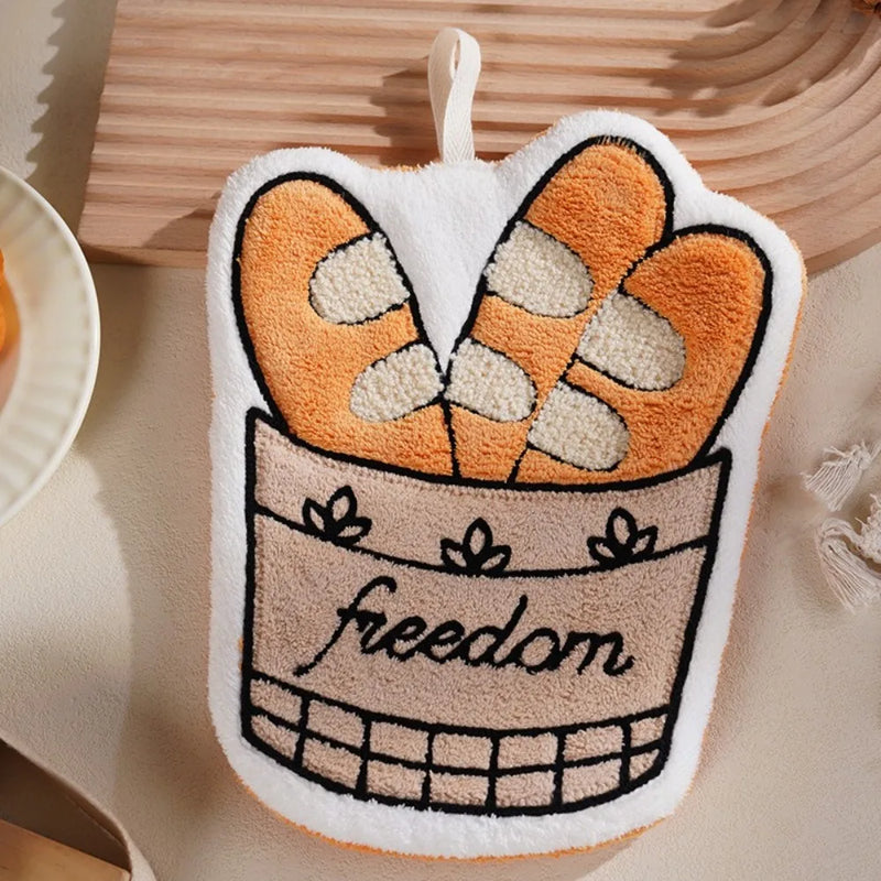 New Coffee Print Hand Towel Kitchen Bathroom Kids Bathing Small Towels Soft Absorbent Tableware Cleaning Hanging Towel