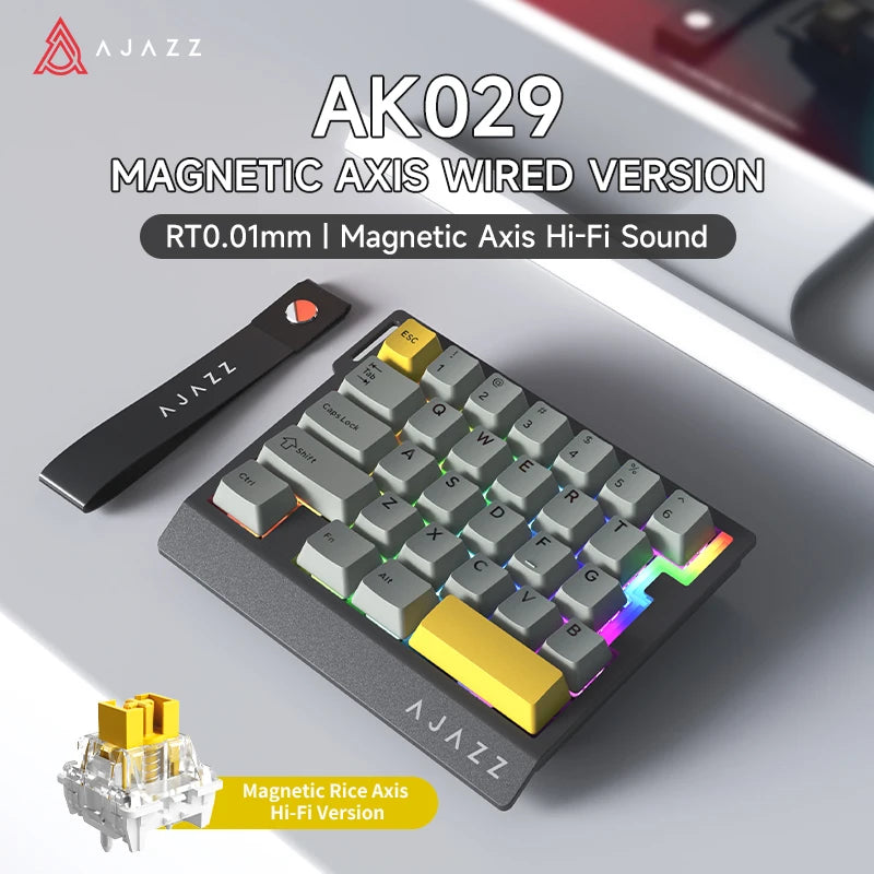 AJAZZ AK029 Wired One-Handed Gaming Keyboard HE Magnetic Switch 29 Key RGB 8000Hz Mini Mechanical Keyboard for E-sports PC Gamer