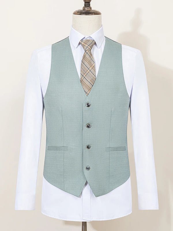 ST Cassy Summer Thin Version Men's Suit Green Slim Fit Formal Business Office Men's Suits（jacket+Vest+Pants）