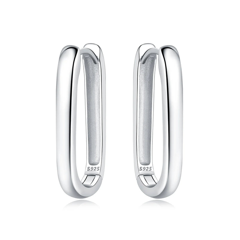925 Sterling Silver Simple Gold U-shaped Earrings Jewelry | SAMAG