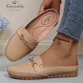 Goreyodoly women mule flats quilted slip on shoes chain detail wide fit lightweight soft sole casual comfort loafers