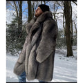 Men's Clothing Fur Coats Faux Fox Fur Long Coats Overcoats Plus Sizes Winter Thickened Warm Mink Fur Windbreakers Jacket Winter