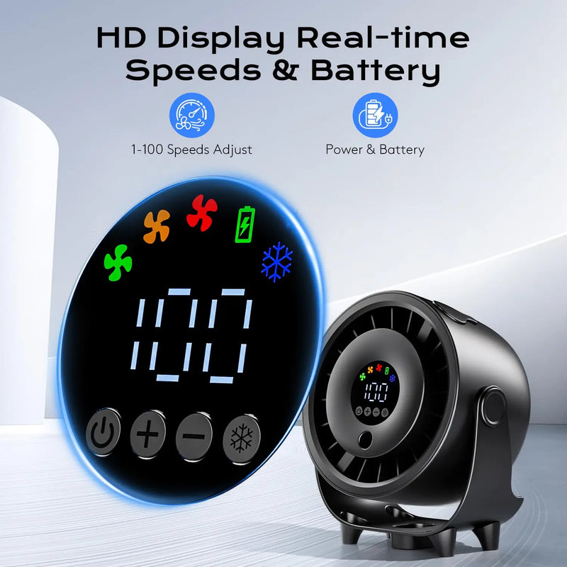New Misting Fan Humidifying Rapid Cooling Hanging Hole Low Noise Digital Display Button Controlled Speed Fine Absorbable