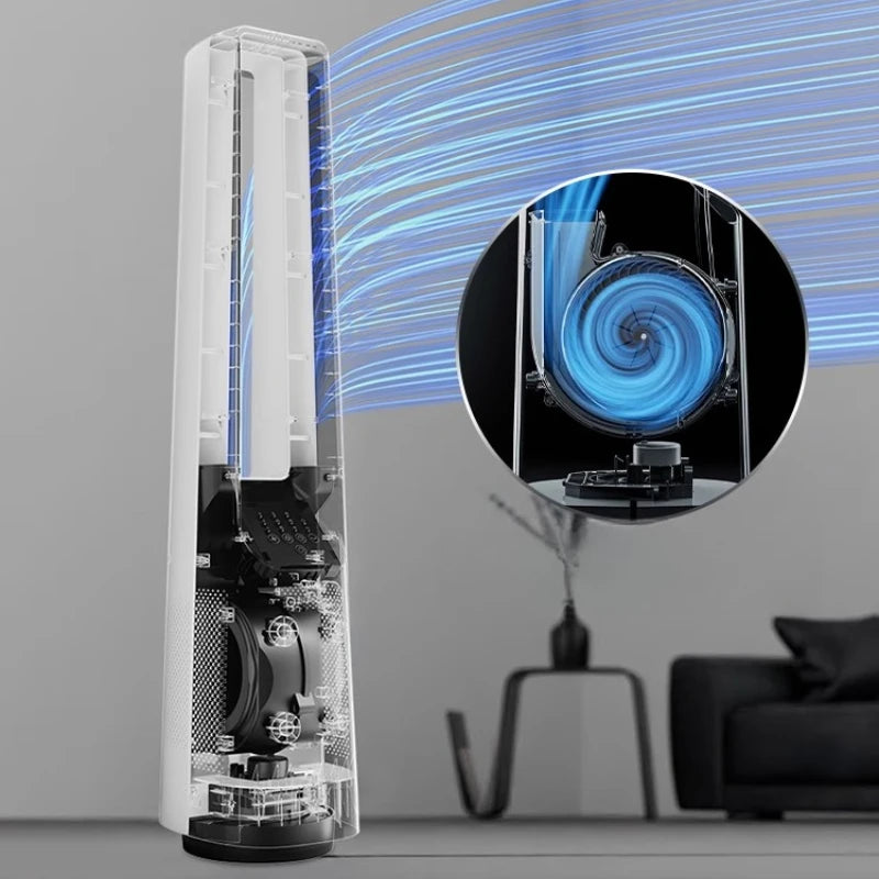 Quiet Tower Air Circulator Fan with Timer - Energy-Saving Bladeless Cooling System for Home/Office & Air Purification Function