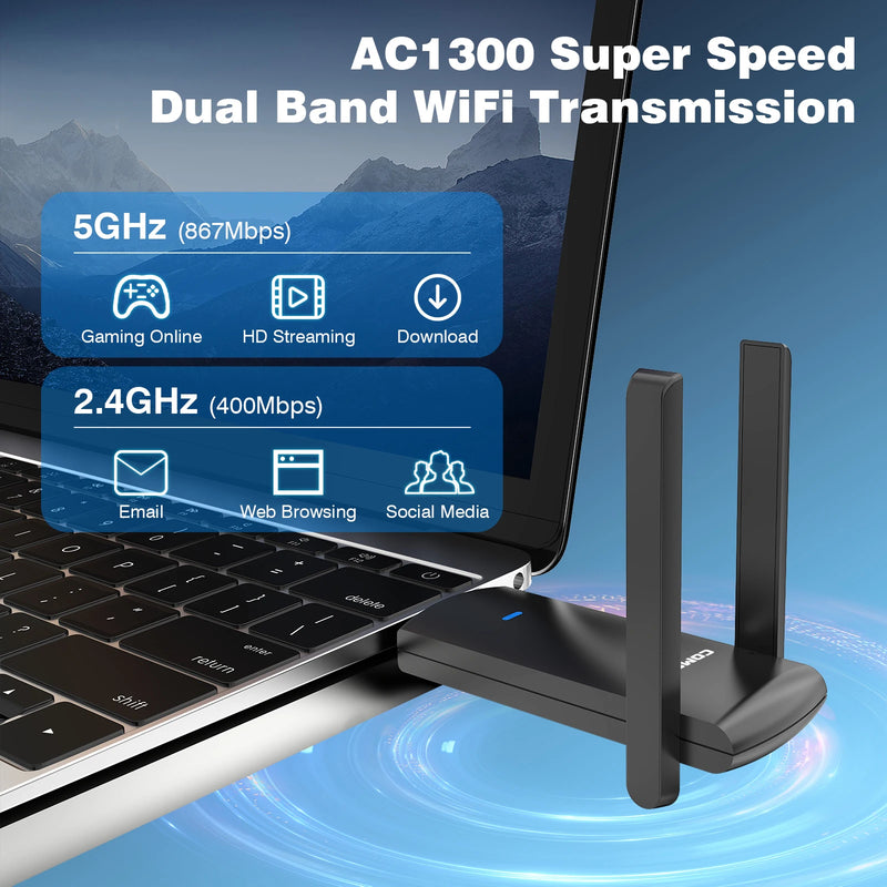 COMFAST 1300Mbps USB 3.0 WiFi Adapter 2G&5G Dual Band Adaptador Antenna 802.11AC MU - MIMO Network Card - Visuel 3 | SAMAG
