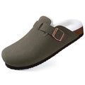 Evshine Winter Fur Clogs Slippers For Women Men Cork Footbed Plush Lined Mules Fuzzy Suede Potato Shoes Warm Furry House Clogs