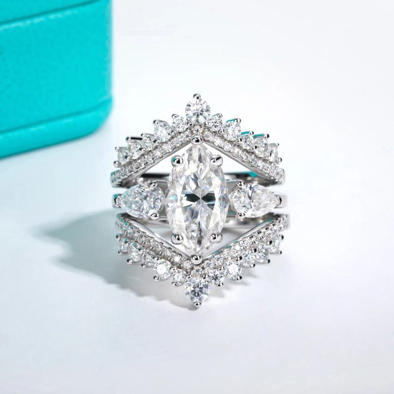 AnuJewel 4cttw Marquise Cut D Color Moissanite Diamond Engagement 925 Sterling Silver Rings For Women Jewelry Wholesale
