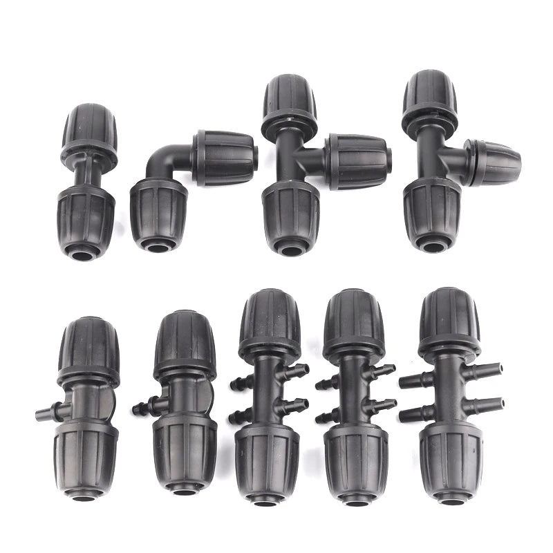 2~10Pcs 16mm PE Pipe Connectors Garden Watering Irrigation Joints Agricultural Irrigation Quick Connector Straight Elbow Tee