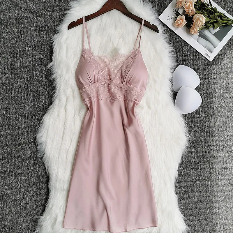 White Sleep Set Pajamas Lady Lace Satin Pyjamas Kimono | SAMAG