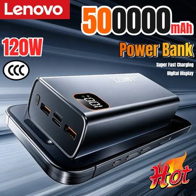 Lenovo 500000mAh Portable Power Bank 120W Large Capacity | SAMAG