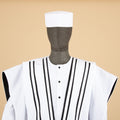 African Men Clothing Agbada Robe Dashiki Shirts Ankara Pants Tribal Hat Wedding Evening Outfits 4 Pieces - View 6 | SAMAG