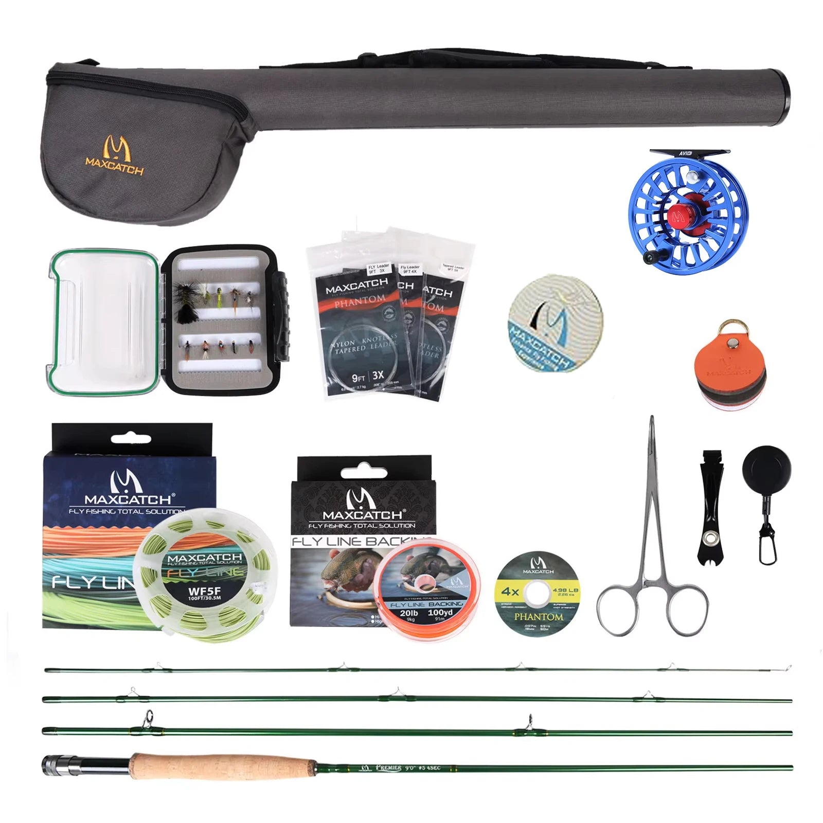 Maximumcatch Premier Fly Fishing Rod Reel Combo Complete Kit with Line Case 4 Piece Fly Rod Outfit for Beginner Anglers