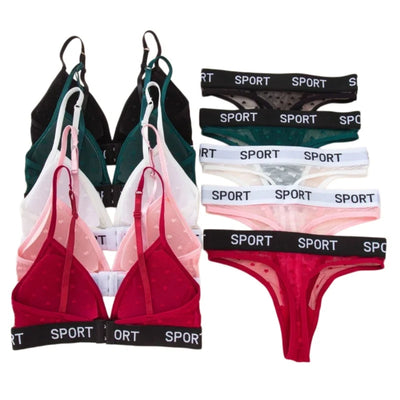 Women Lace Bra And Panties Set Sheer Polka Dot Lingerie | SAMAG