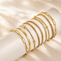 5Pcs Minimalist Chain Bracelets Women Stainless Steel Twist/Paperclip/Cuban Adjustable Stack Jewelry - Visuel 5 | SAMAG