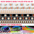SK6812 RGBW Led Strip Light 4 in 1 Similar WS2812B 1m 5m 30 60 144 LEDs Individual Addressable RGBWW Led Lights IP30 65 67 5V12V