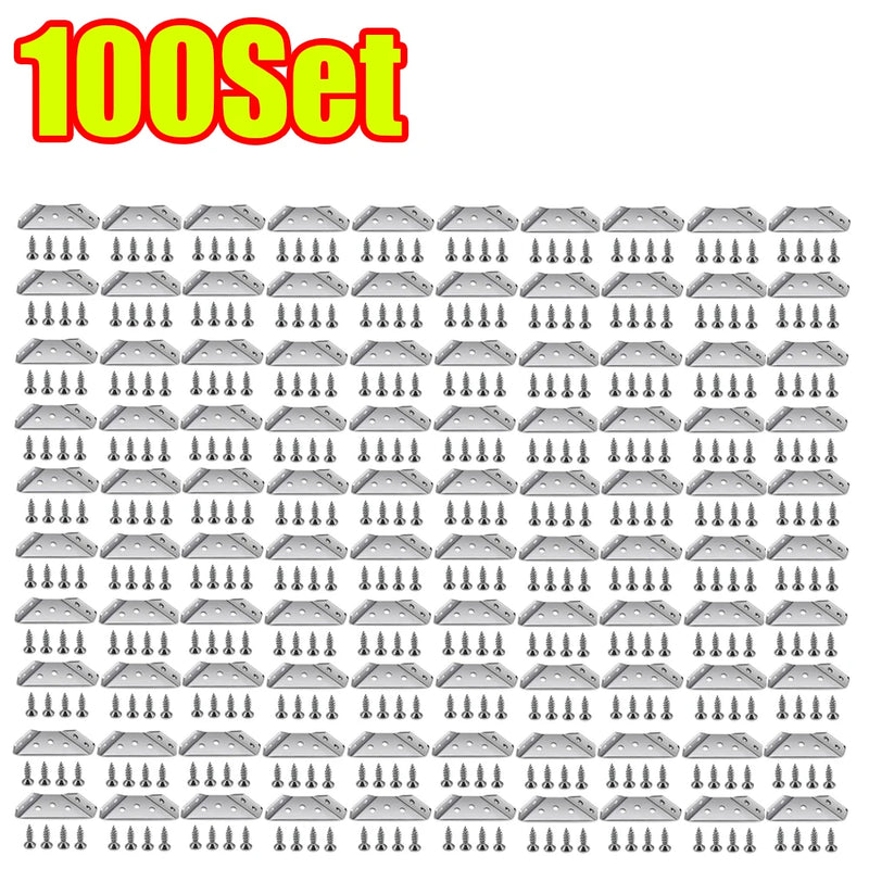 1-120Set Furniture Corner Connector Stainless Steel Angle Code for Cabinet Angle Shelf Support Fixed Brace Kits with Screw