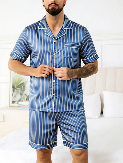 Men's Summer Pajamas Design Short Sleeve Set Soft | SAMAG
