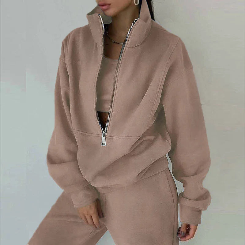 Tracksuit Set Stylish Autumn And Winter Comfortable Warm Two-piece Sets Suit Women Casual Streetwear Sportswear
