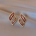 Huitan Trendy Delicate Stud Earrings Noble Luxury Elegant Piercing Accessories for Women Modern Bright Daily Versatile Jewelry