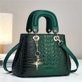 High Quality Leather Women'S Shoulder Bag Fashionable Boston Crossbody Bag Classic Crocodile Pattern Handbag Commuting Tote Bag