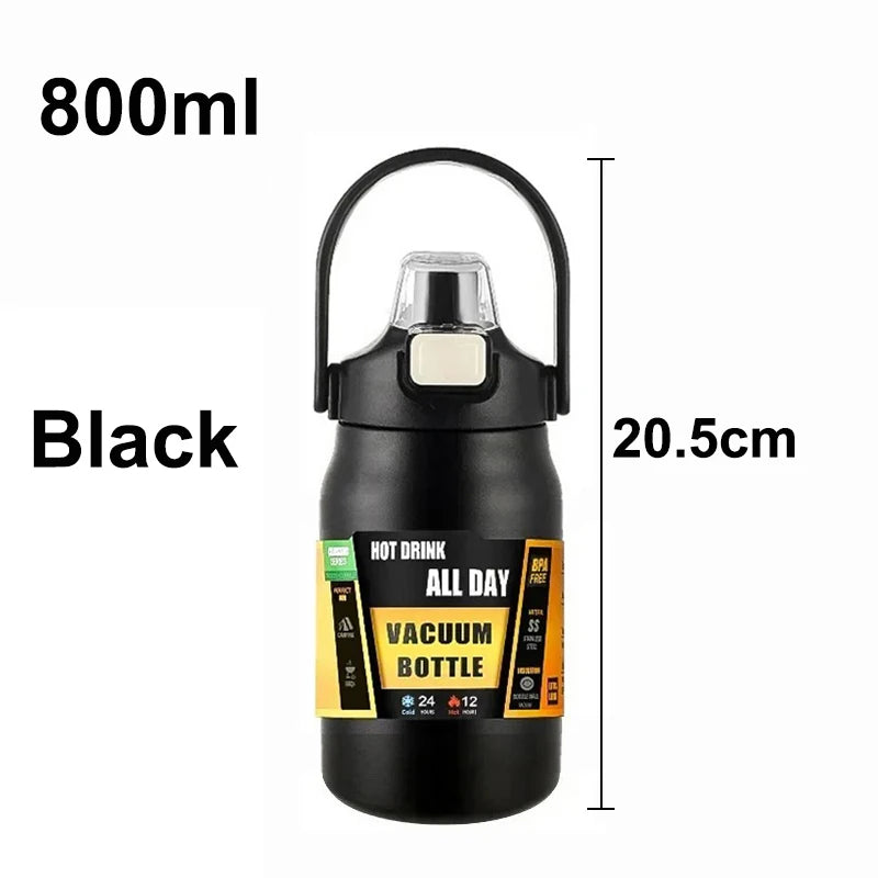 Outdoor Portable Thermos with Straw 304 Stainless Steel Thermal Mug Tumbler Cup Sports Vacuum Flasks Cold and Hot Water Bottle