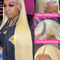 38 40 Inches 360 Lace Frontal Wigs Bone Straight Pre Plucked Transparent Lace Frontal Wig 13x4 13x6 Honey Blonde 613 Lace Front Human Hair Wigs For Women 220 250 Density Free Shipping