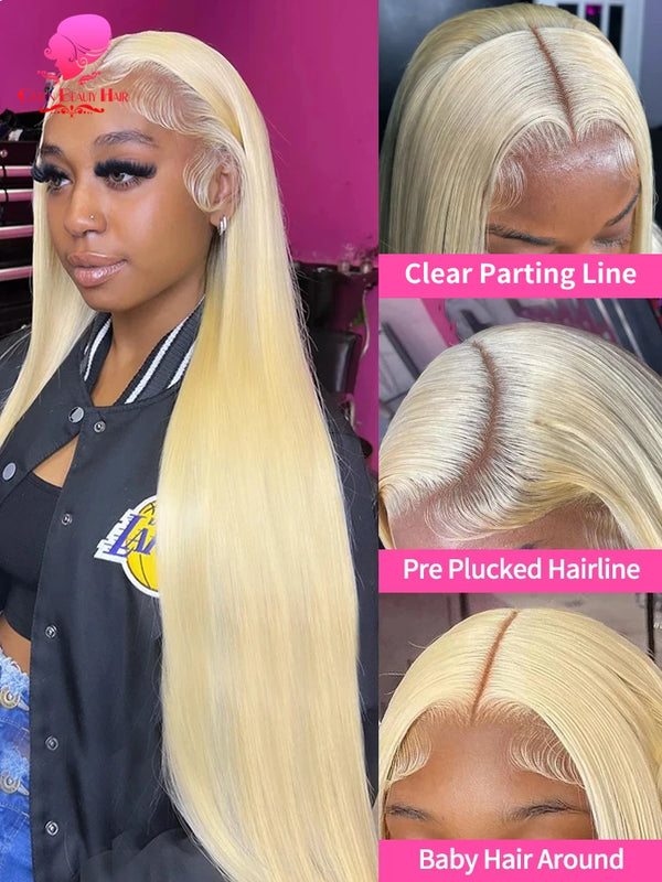 38 40 Inches 360 Lace Frontal Wigs Bone Straight Pre Plucked Transparent Lace Frontal Wig 13x4 13x6 Honey Blonde 613 Lace Front Human Hair Wigs For Women 220 250 Density Free Shipping