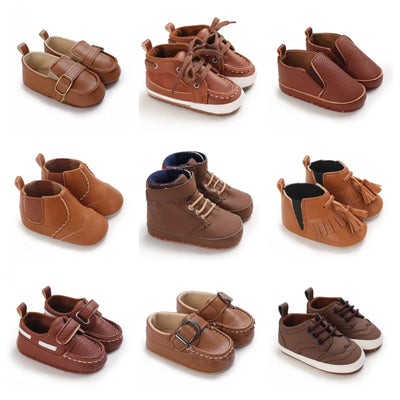 Brown Baptismal Baby Shoes For Boys And Girls Casual Soft | SAMAG