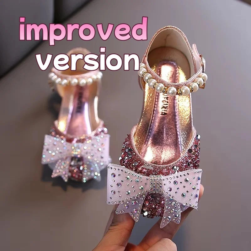 Summer Girls Sandals Fashion Sequins Rhinestone Bow Girls Princess Shoes Baby Girl Shoes Flat Heel Sandals Size 21-35