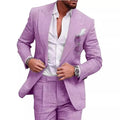 Men‘s Linen Pant Suit Set Plus - size Black Blue Single Button 2 - Piece Summer Business Formal Casual - View 4 | SAMAG