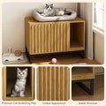 Modern Cat Box Enclosure Furniture Hidden Box with Scratch Pad Entryway Bench End Table Pet Bed for Cats