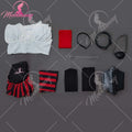 Mobbunny Female Pirate Sexy Lingerie Outfit Halloween Costume One Shoulder Top and Irregular Skirt with Waist Belt and Eye Mask