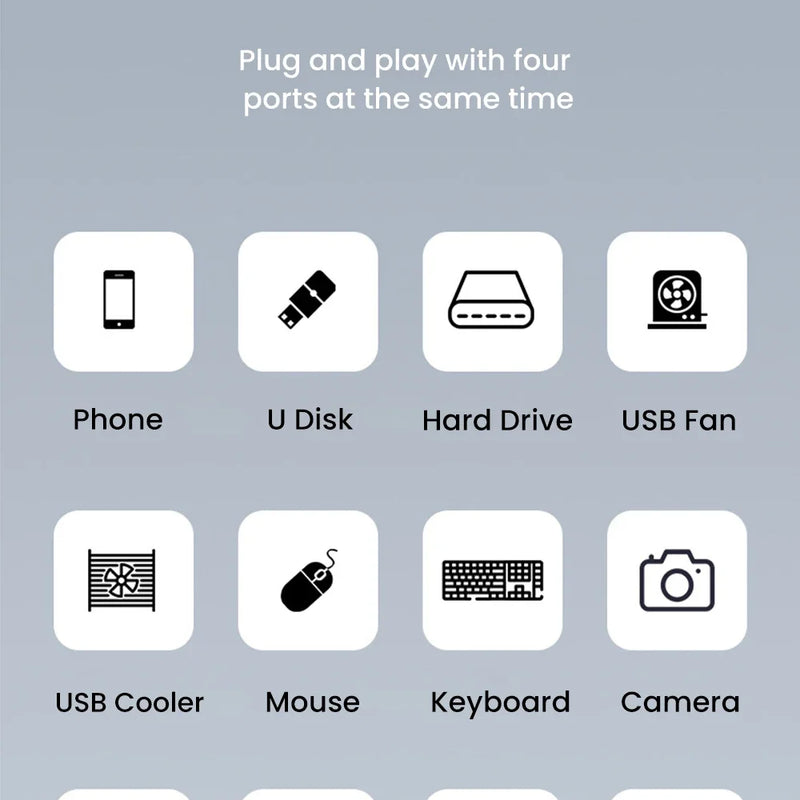 USB 3.0 Power Adapter 4-Port Multi-Function USB Hub USB 2.0 Type-C Hub Multi-Function Expansion Accessory