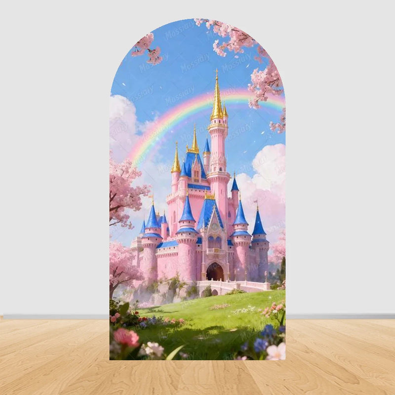Fairy Tale Castle Butterfly Floral Arch Backdrop Cover Princess Girl Birthday Baby Shower Party Decor Photography Backgrounds