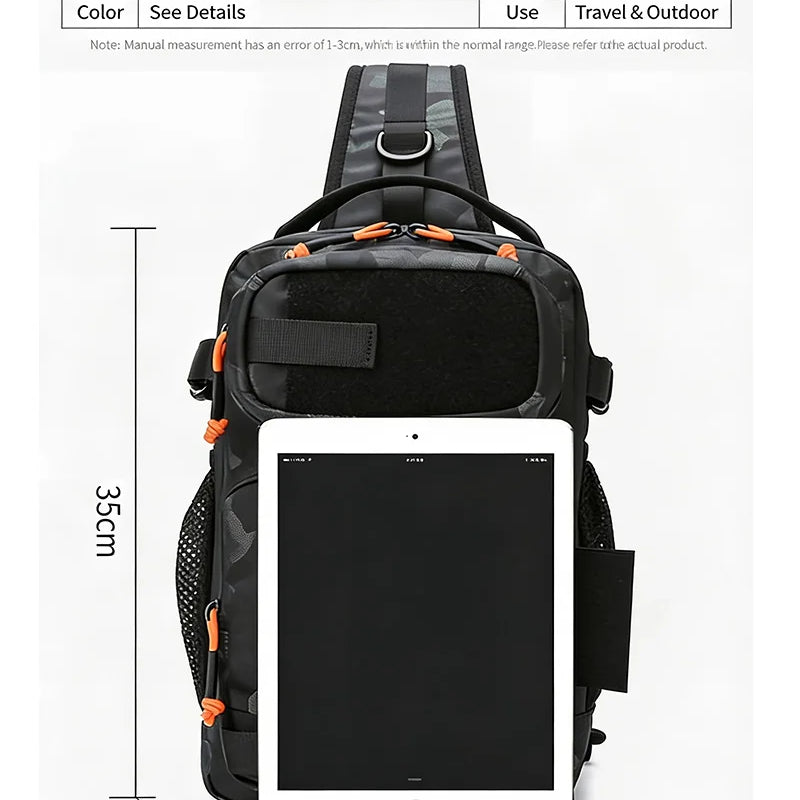 Fishing Chest Bag With Rod Holder MOLLE Tactical | SAMAG