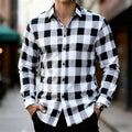 Men's Classic Red and Black Plaid Long-Sleeved Shirt | SAMAG