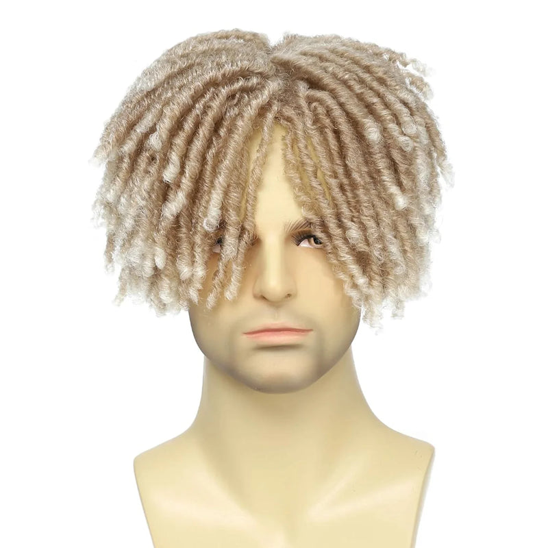 Synthetic Dreadlock Braided Half Wig Black Brown Blonde Grey Soft Faux Locs Natural Style Cosplay Costume Party Daily Anime Wigs