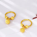 Pure 18 K Gold Color Shiny Simple Transport Beads Earring Jewelry for Women Bride Never Fade Birthday - Visuel 5 | SAMAG