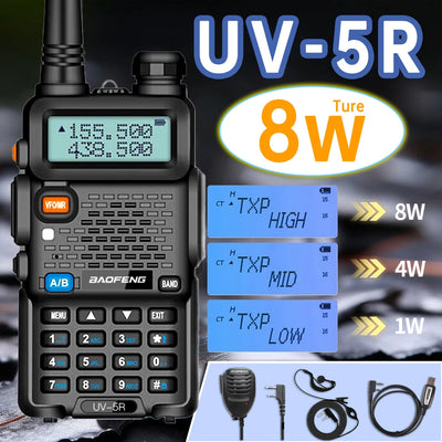 Baofeng uv5r 8W Tri-Power Walkie Talkie 5W High Power UHF | SAMAG
