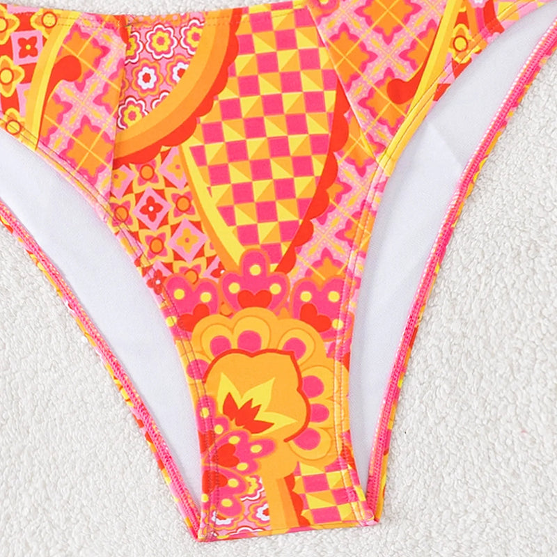Women's Two Piece Bikini Set 2025, Sexy Triangle Push Up Swimsuit, Floral Print Bathing Suit, Beach Swimwear