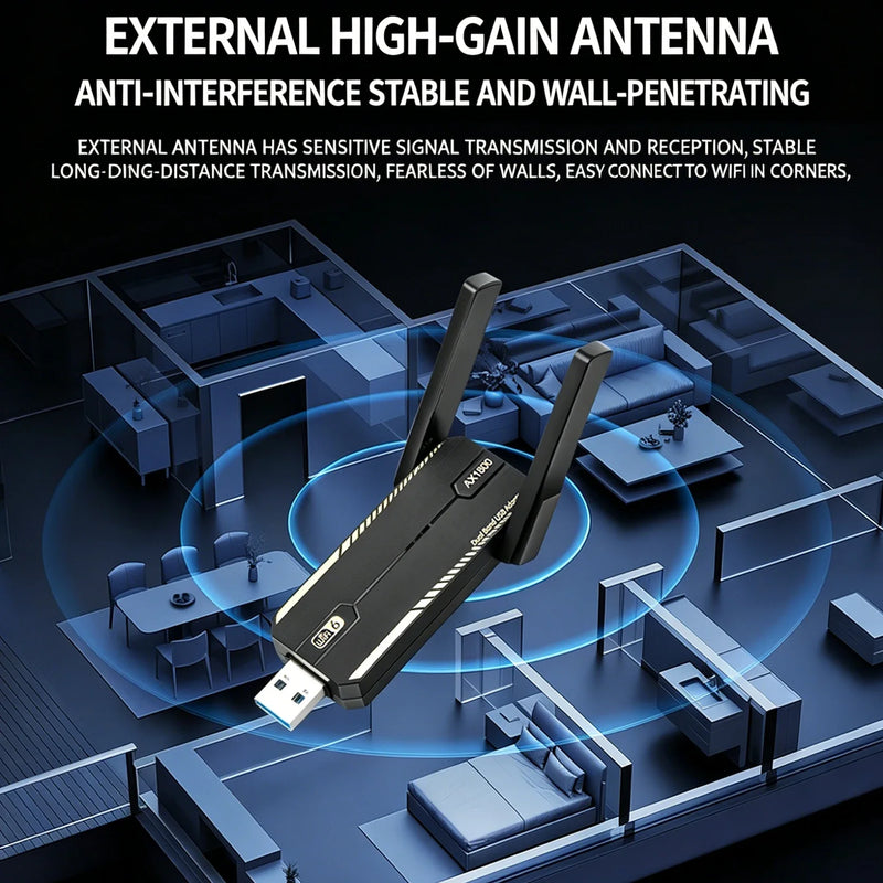 Kebidumei AX1800 USB 3.0 WiFi 6 Adapter Dual Band 2.4G/5G Wireless Network Card MU - MIMO WPA3 for PC - Visuel 5 | SAMAG
